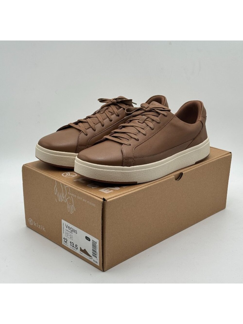 KIZIK Vegas Slip On Sneakers M12/W13.5 Wide Chestnut Brown Leather Hands Free